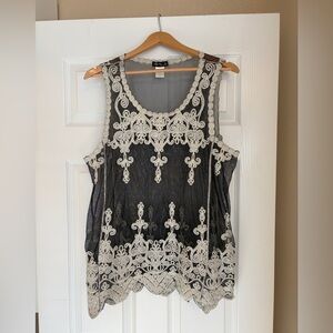 Lily by Firmiana Lace Embroidered Top Lingerie Size 2X Sheer Sexy Camisole U6